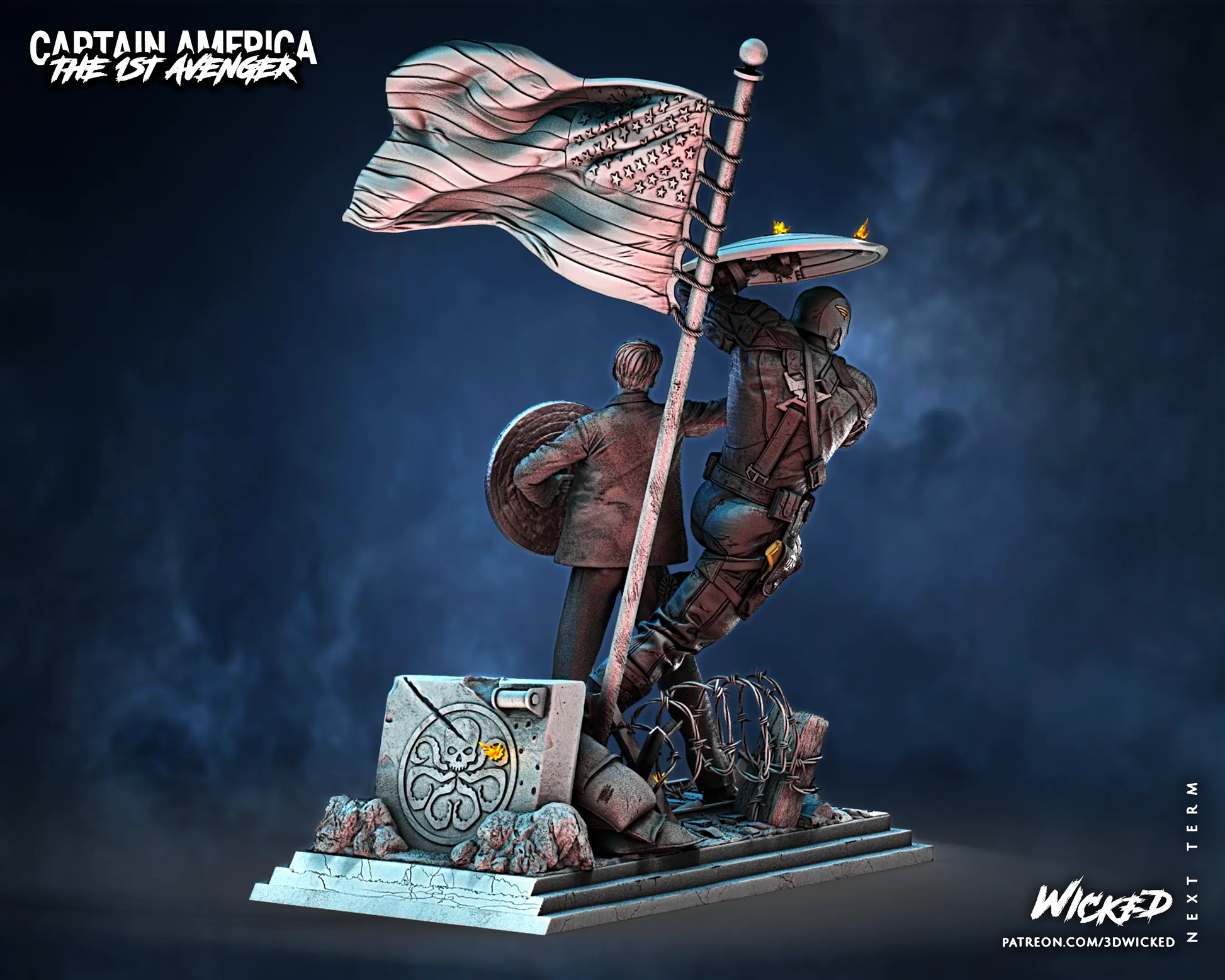 Captain America Steve Rogers Diorama Figure by Wicked 3DHeroFigure