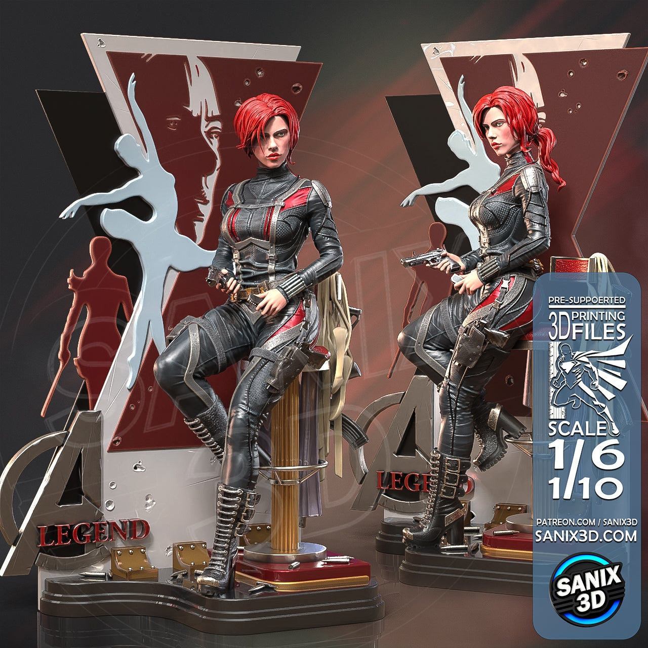 Black Widow Red Room Figure by Sanix – High Quality 3D Collectible Statue 3DHeroFigure
