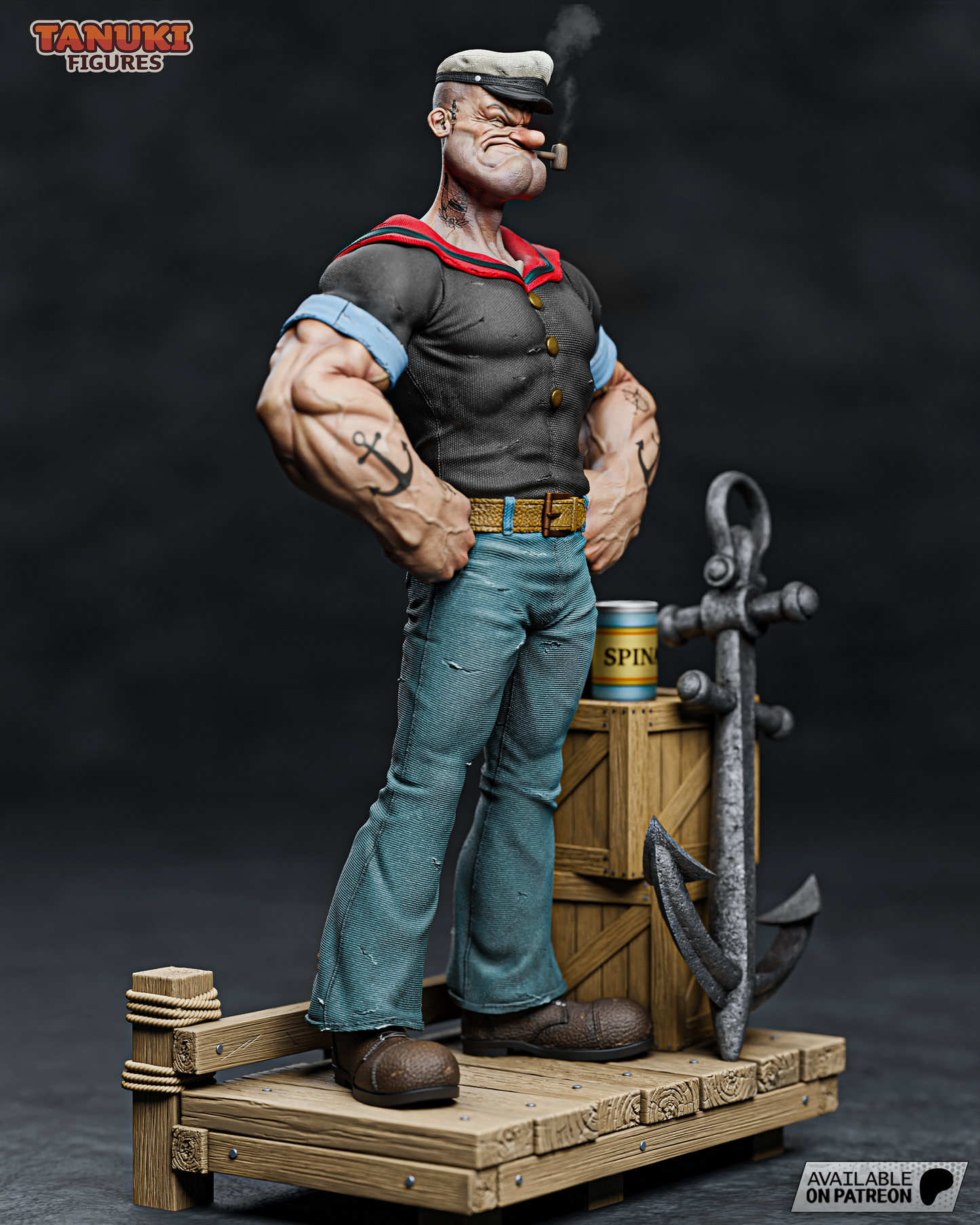 Popeye Figure by Tanuki Figures – High Quality 3D Collectible Statue 3DHeroFigure