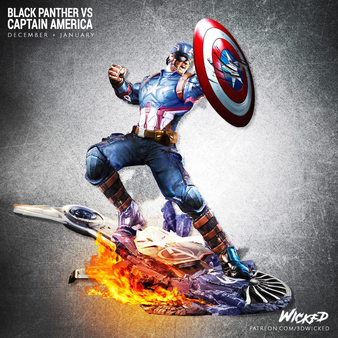 Captain America Figure by Wicked – High Quality 3D Collectible Statue 3DHeroFigure