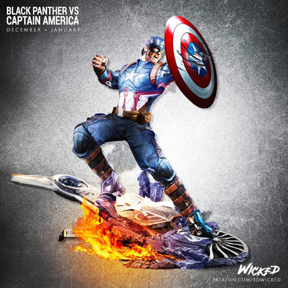 Captain America Figure by Wicked – High Quality 3D Collectible Statue 3DHeroFigure