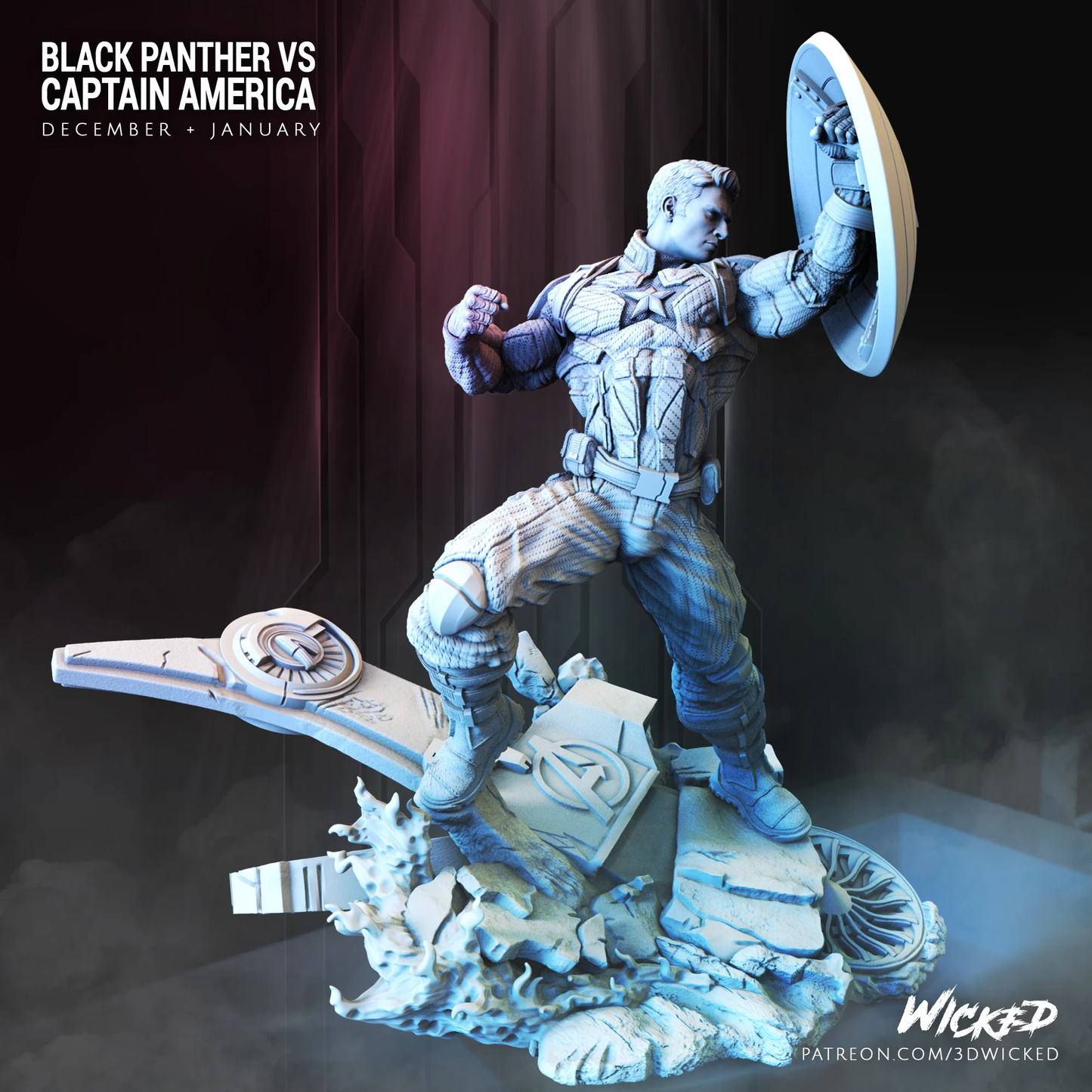 Captain America Figure by Wicked – High Quality 3D Collectible Statue 3DHeroFigure