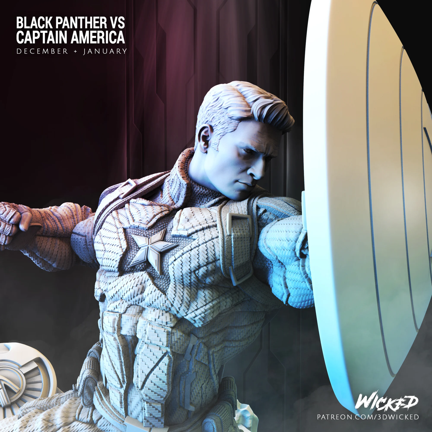 Captain America Figure by Wicked – High Quality 3D Collectible Statue 3DHeroFigure