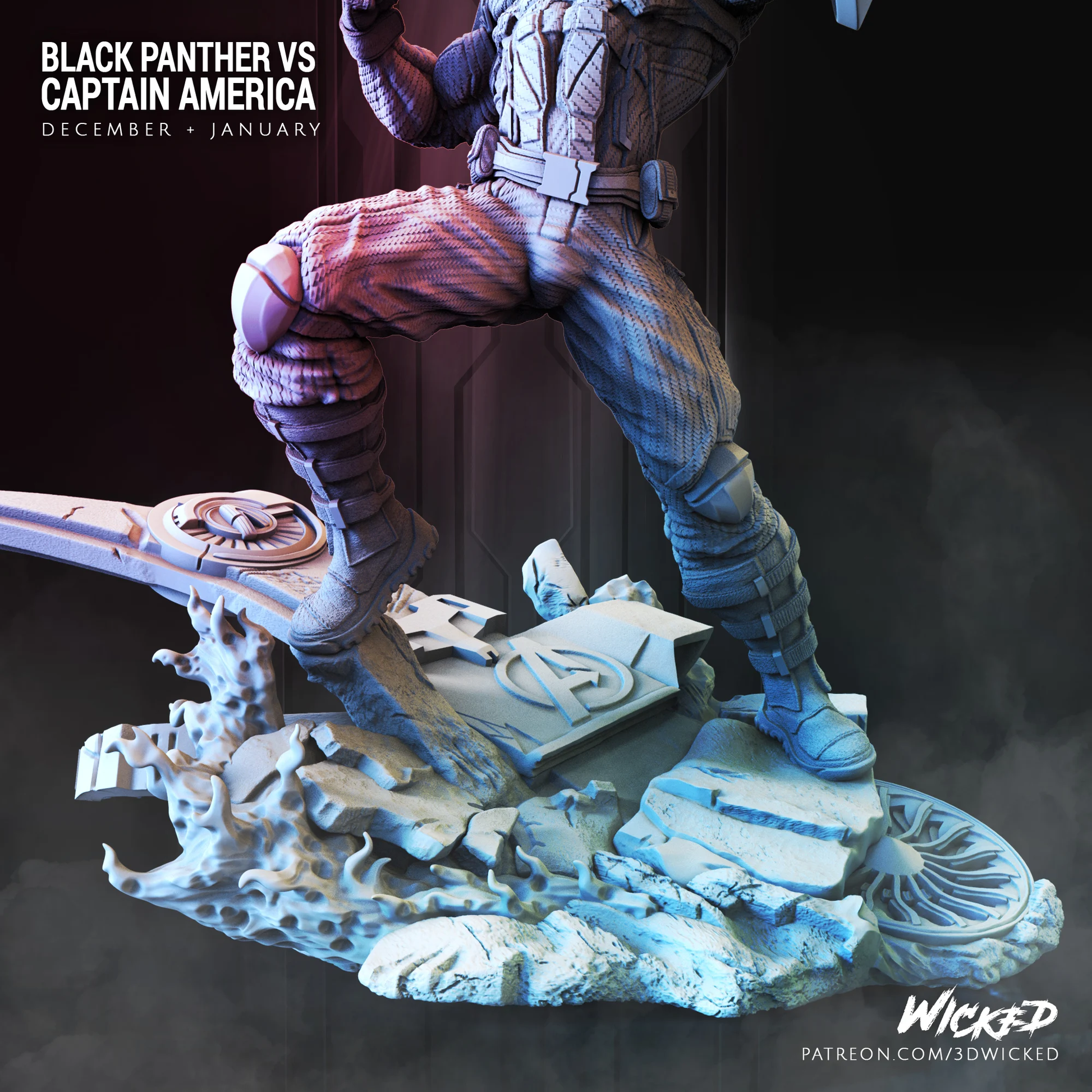Captain America Figure by Wicked – High Quality 3D Collectible Statue 3DHeroFigure