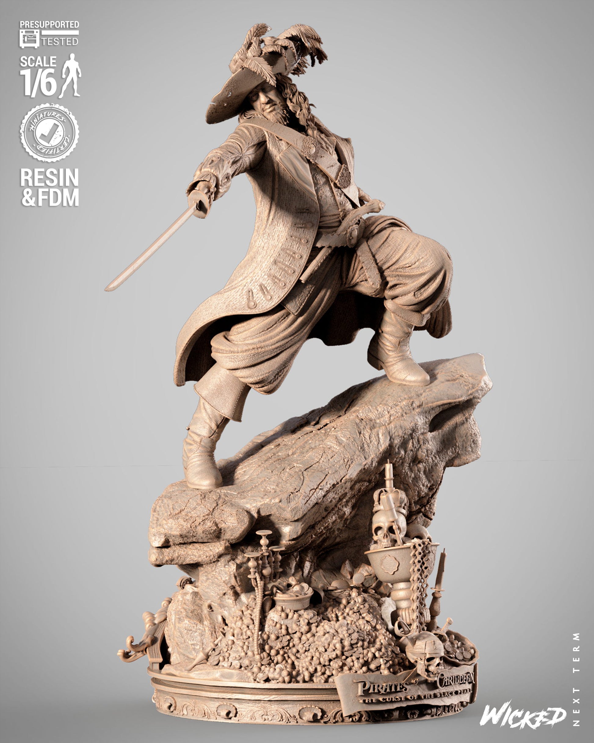 Hector Barbossa Figure by Wicked – High Quality 3D Collectible Statue 3DHeroFigure