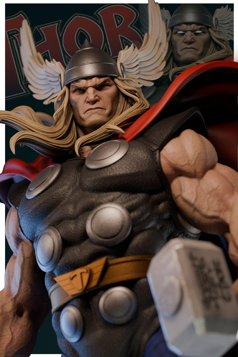 Thor Comic Figure by ZEZ Studios – High Quality 3D Collectible Statue 3DHeroFigure