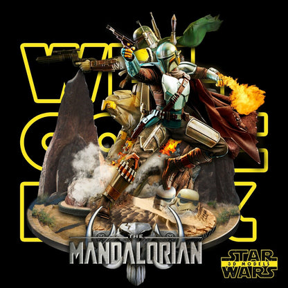 Boba Fett Mandalorian Diorama Figure by Star Wars – High Quality 3D Collectible Statue 3DHeroFigure