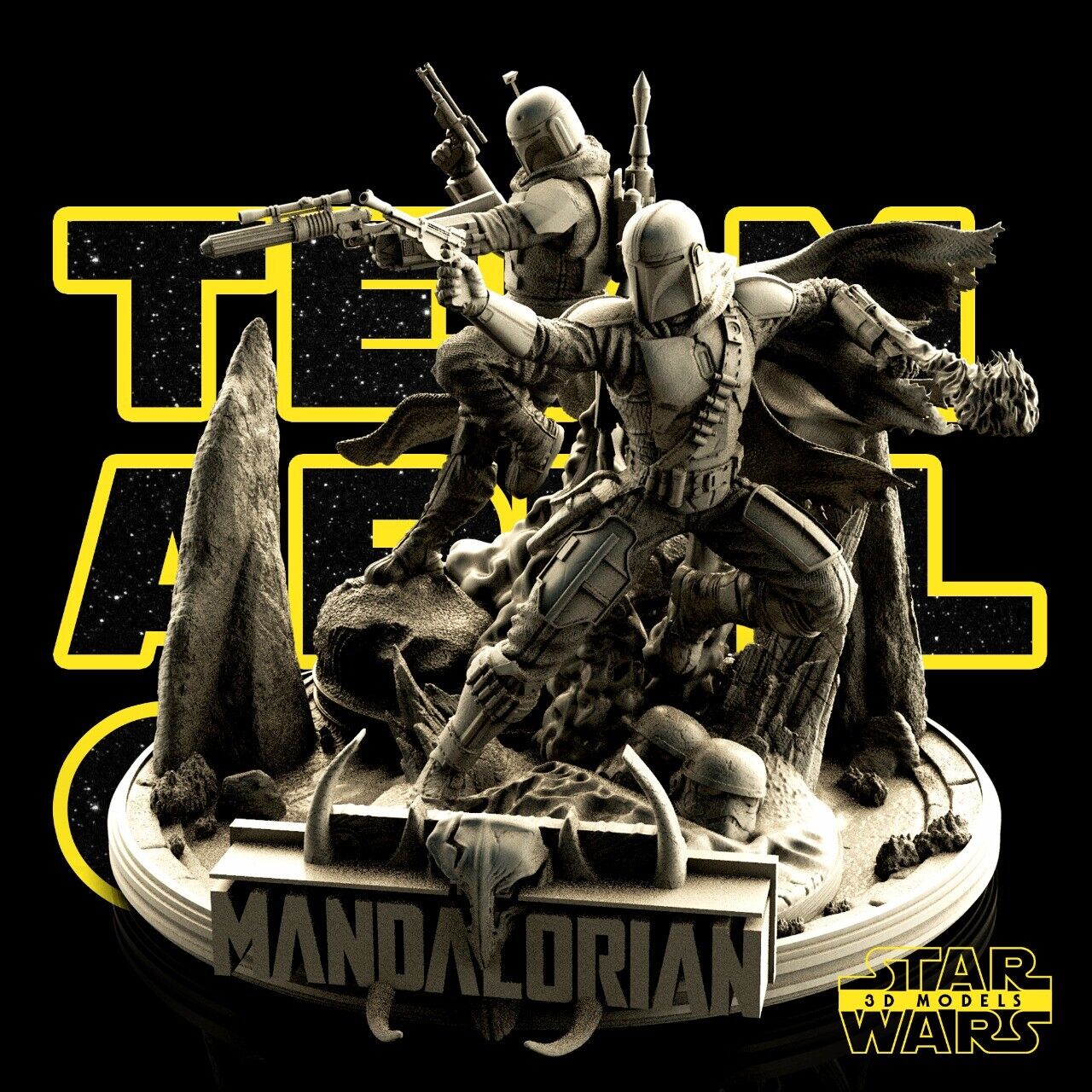 Boba Fett Mandalorian Diorama Figure by Star Wars – High Quality 3D Collectible Statue 3DHeroFigure