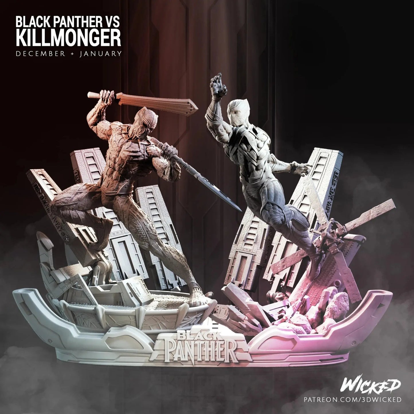 Black Panther Killmonger Diorama Figure by Wicked 3DHeroFigure